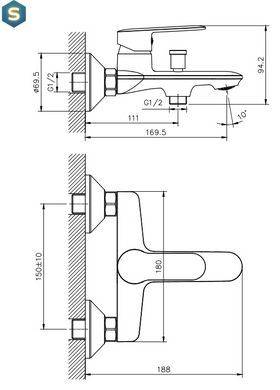 Змішувач для ванни Koller Pool Line хром LN0100, Хром