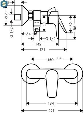 Змішувач Hansgrohe Talis E для душу Matt Black 71760670