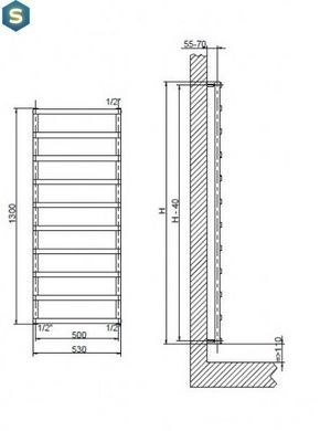 Полотенцесушитель водяной Cordivari Alessandra 1300x530 хром, Хром