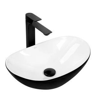 Умивальник Rea Royal mini black white накладний REA-U0538, Черный матовый