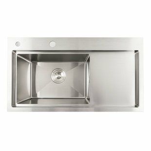Кухонная мойка нержавейка 78x43 L Platinum Handmade (два отверстия, круглый сифон 3,0/0,8), Нержавеющая сталь