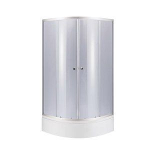 Душова кабіна Latwa SC80x80.SAT.MID.GR полукругла, скло тон. 4 мм + Душовий піддон Kapielka ST80x80x26, з панеллю Lidz, Хром матовий, Універсальна, тонованний