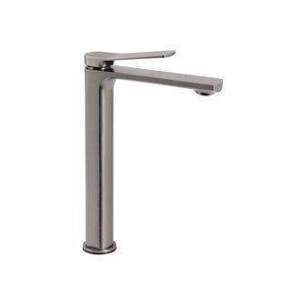 Смеситель для умывальника Qtap Slavonice высокий QTSLA269GMB45925 Gunmetal Black PVD, Шлифованный черный хром