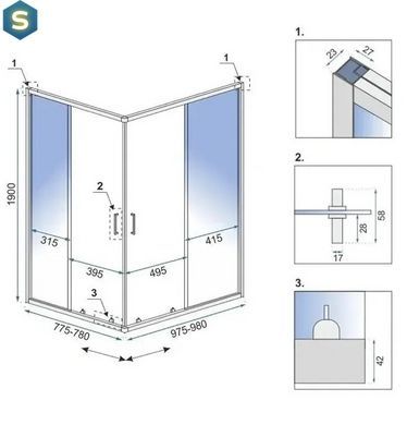 Душова кабіна Rea City 80x100 brushed gold REA-K6445, Золотий, Універсальна, золотий