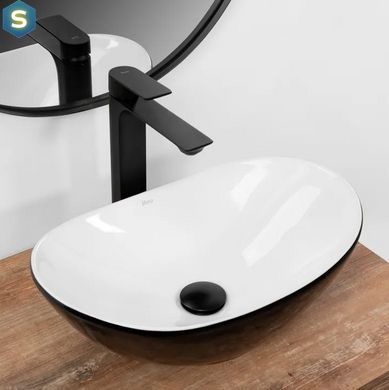 Умивальник Rea Royal mini black white накладний REA-U0538, Черный матовый