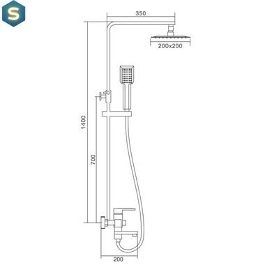 Душевая система Frap F2421, поворотный излив - переключатель на лейку, 1 режим, нержавеющая сталь, Нержавеющая сталь