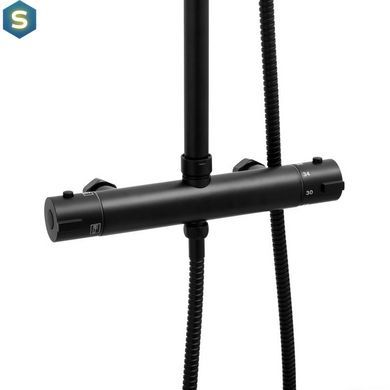 Душевая система Yoka Flova 25 black с термостатом BP.FLOVA THERM 25 BLK, Черный матовый