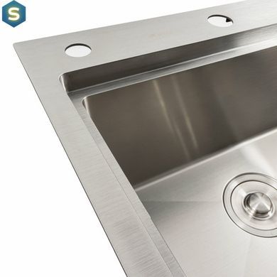 Кухонна мийка нержавійка 78x43 L Platinum Handmade (два отвори, круглий сифон 3,0/0,8), Нержавіюча сталь