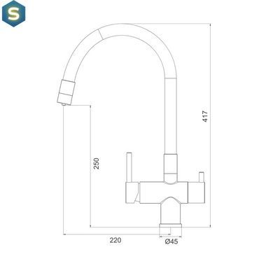 Смеситель для кухни на две воды Gappo G4398-30 с гибким изливом, серый/хром, Каппучино