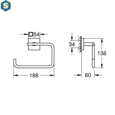 Тримач для рушників Grohe QuickFix Start Cube 409752430, Черный матовый