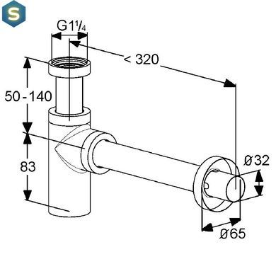 Сифон для умивальника Kludi 1002005-00, Хром