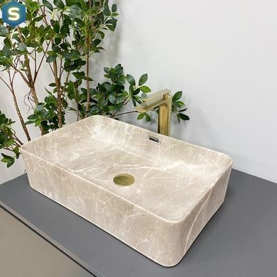 Умывальник (раковина) VBI ARABBA M BEIGE STONE MATT накладной, Бежевый