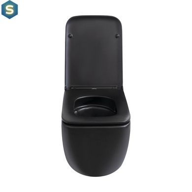 Унитаз подвесной Qtap Gemini безободковый с сиденьем Soft-close QT2533076EUQMB, Черный матовый