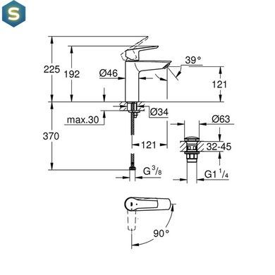 Смеситель для раковины Grohe QuickFix Start M-Size 23746002 с донным клапаном, Хром