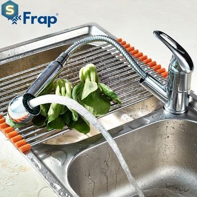 Змішувач для кухні Frap F6003 з висувним виливом, хром, Хром