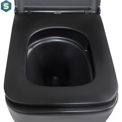 Унитаз подвесной Qtap Gemini безободковый с сиденьем Soft-close QT2533076EUQMB, Черный матовый