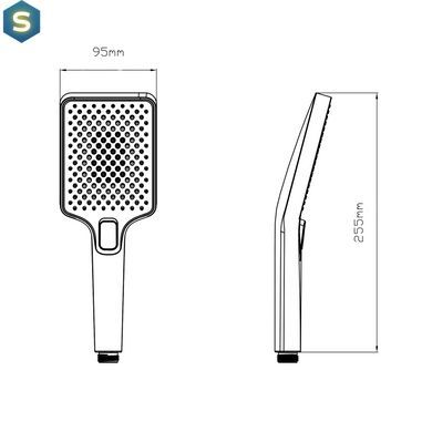 Ручний душ Qtap Rucni 140x95 мм прямокутний QTRUC125BLM45959 Black matt, Черный матовый