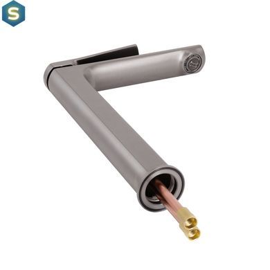 Змішувач для умивальника Qtap Slavonice високий QTSLA269GMB45925 Gunmetal Black PVD, Шліфований чорний хром