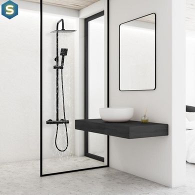 Душевая система Yoka Flova 25 black с термостатом BP.FLOVA THERM 25 BLK, Черный матовый