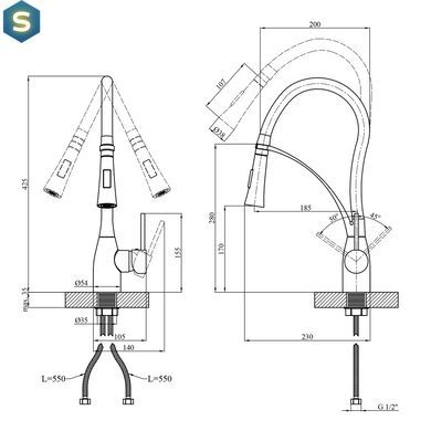 Змішувач для кухні Kroner KRP Ersel - GRP03393BLK, Графит