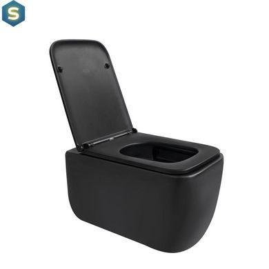 Унитаз подвесной Qtap Gemini безободковый с сиденьем Soft-close QT2533076EUQMB, Черный матовый