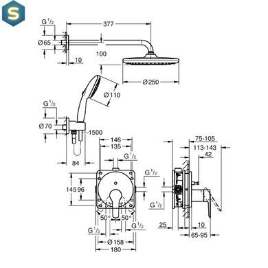 Душевая система скрытого монтажа Grohe QuickFix Start 25292000, Хром