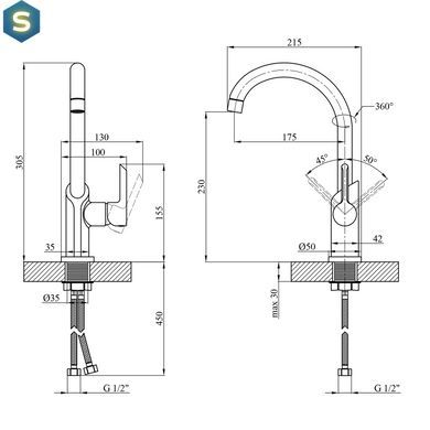 Змішувач для кухні Kroner KRP Essen - W030 CV024334, Хром