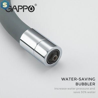 Смеситель для кухни на две воды Gappo G4398-30 с гибким изливом, серый/хром, Каппучино