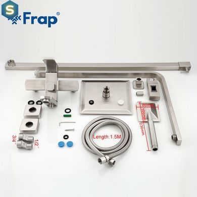 Душевая система Frap F2421, поворотный излив - переключатель на лейку, 1 режим, нержавеющая сталь, Нержавеющая сталь