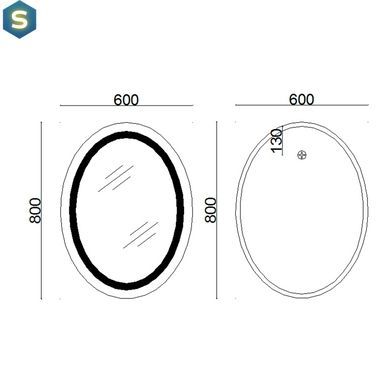 Дзеркало Lidz Vida 800х600 з LED-підсвічуванням Touch, з антизапотіванням, з диммером яскравості LD78LF6080