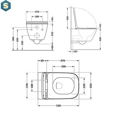 Унитаз подвесной Qtap Gemini безободковый с сиденьем Soft-close QT2533076EUQMB, Черный матовый