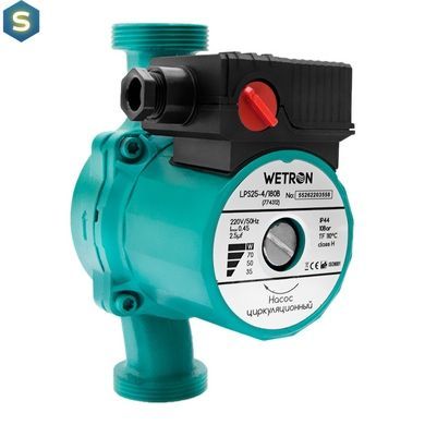 Насос циркуляционный Wetron зеленый 25/4/180 + гайки 75 Вт 774312