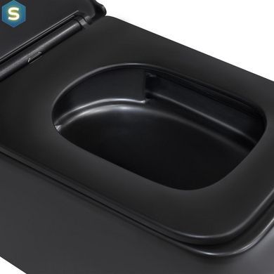 Унитаз подвесной Qtap Gemini безободковый с сиденьем Soft-close QT2533076EUQMB, Черный матовый