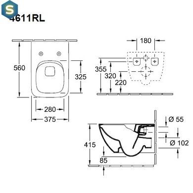 Унітаз підвісний Villeroy&Boch Venticello Rimless 4611RS01 з cидінням SoftClosing 9M79S101, Білий