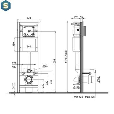 Инсталляция скрытого монтажа для унитаза Qtap Nest UNI QT0233M370