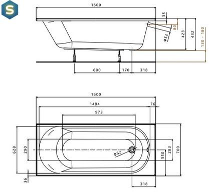 Ванна акрилова Kolo Opal Plus 160x70 XWP136000N