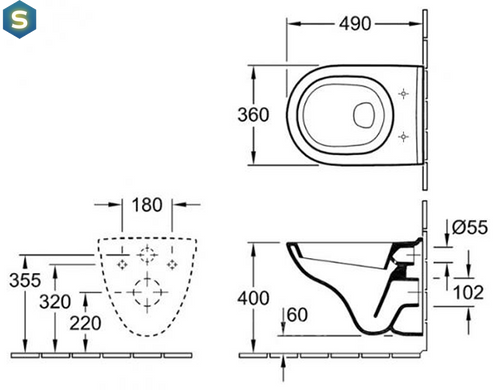 Унітаз підвісний Villeroy&Boch O.Novo 5688HR01 49 см з кришкою Soft Closing, Білий