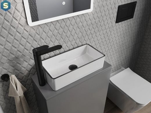 Умивальник Mexen Nadia 46 white black Edge накладний MEX-21614607, Білий