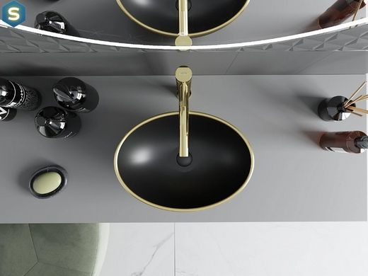 Умывальник Mexen Elza black gold EDGE накладной MEX-21014025, Золотой