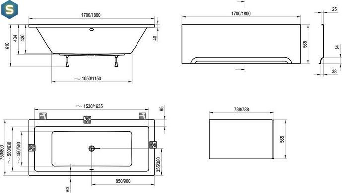 Ванна акрилова Ravak Formy 01 180x80 C881000000, Білий