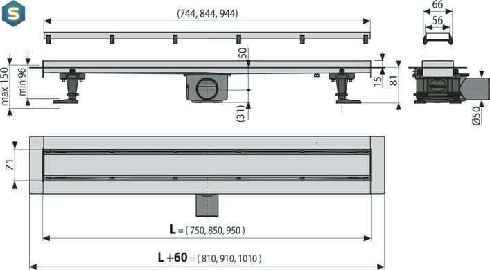 Дренажный канал Alcaplast APZ13-DOUBLE9-950