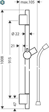 Душевая штанга Hansgrohe Unica S Pura 90 см со шлангом 160 см черный матовый 28631670