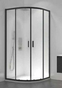 Душова кабіна Koller Pool розсувна напівкругла Line Arc 900x900мм black matt cкло 6мм grape LNARCR90GB, Черный матовый, Універсальна, матовий, чорний матовий