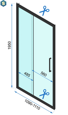 Душова кабіна Rea Rapid Slide 100x110 black REA-K6423 + REA-K6401, Черный матовый, Універсальна, прозорий, чорний матовий