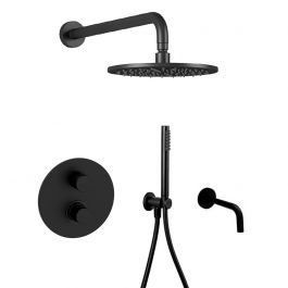 Душова система Paffoni Shower з термостатом та виливом &Oslash;300 мм black matt KITLIQ019NO300, Черный матовый