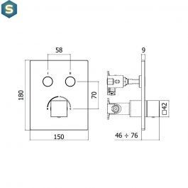 Смеситель для ванны/душа на 2 потребителя Paffoni Compact Box black matt CPM518NO, Черный матовый