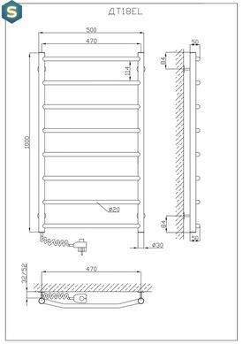 Рушникосушарка KOSSER Трапеція 1000х500/8 EL рег., Хром, Лівий