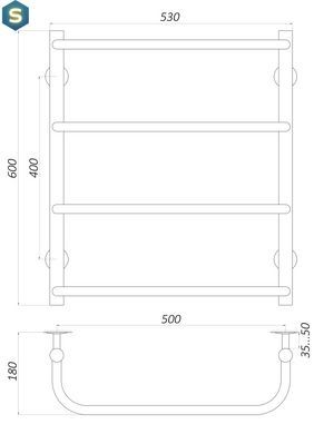 Рушникосушка водяна Unio LS W 600-500-4 Драбинка Скоба, Хром