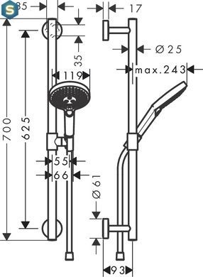 Душовий набір Hansgrohe Raindance Select S 120 3jet 65 см 26320000