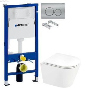 Інсталяція Geberit Duofix 458.103.00.1 з клавішею Delta20 хром матовий + Унітаз підвісний Q-Tap Scorpio QT1433053ERW з сидінням Slim Soft-close